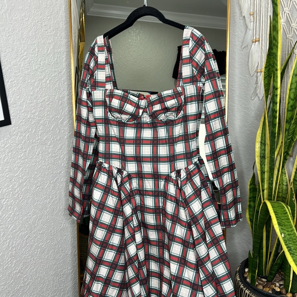 House of CB ‘Eliza’ Red Tartan Corset Midi Dress NWOT - Picture 8 of 13